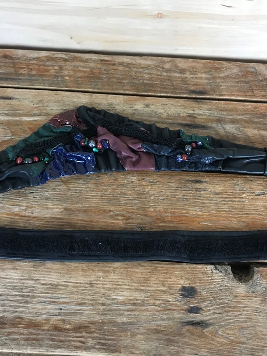 VTG Handmade? Leather Patchwork Statement Belt Wearable Art 80s RARE OOAK main image 11